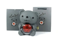 Rotating Bear Gift Box Rose Jewelry Box