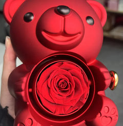 Rotating Bear Gift Box Rose Jewelry Box