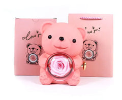 Rotating Bear Gift Box Rose Jewelry Box