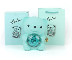 Rotating Bear Gift Box Rose Jewelry Box