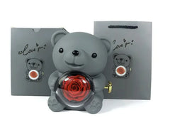 Rotating Bear Gift Box Rose Jewelry Box