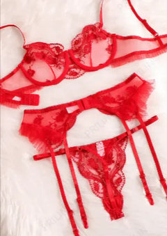 Elegant Red Lace Lingerie Set