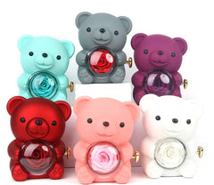 Rotating Bear Gift Box Rose Jewelry Box