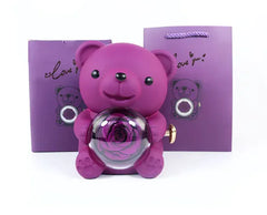 Rotating Bear Gift Box Rose Jewelry Box