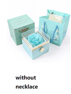 Rotating Rose Gift Box Acrylic Necklace Flower Jewelry Box