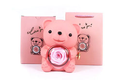 Rotating Bear Gift Box Rose Jewelry Box