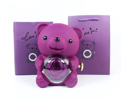 Rotating Bear Gift Box Rose Jewelry Box